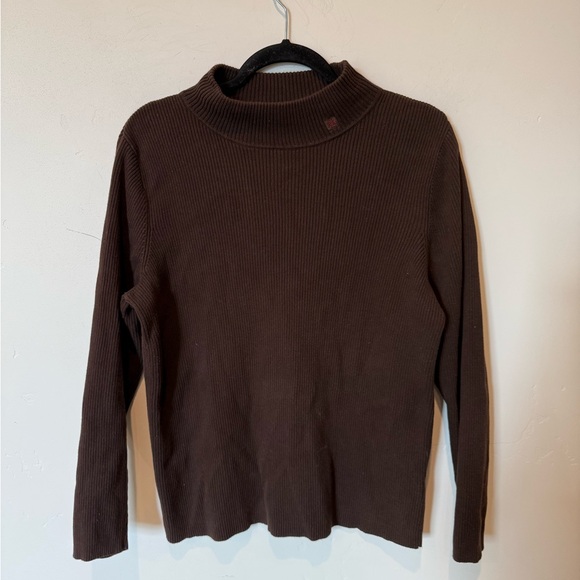 LAUREN Ralph Lauren Chocolate Knit Cowl Neck Sweater Womens Plus Size 1X Classic - Picture 1 of 9